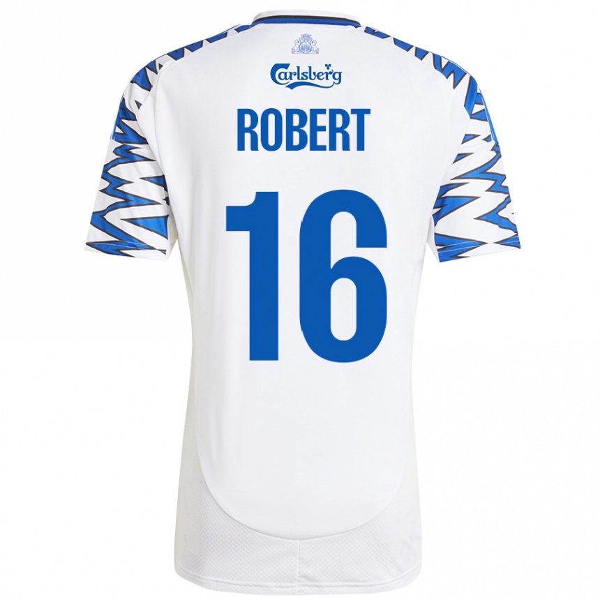 Kids Football Robert #16 White Sky Blue Home Jersey 2024/25 T-Shirt Canada