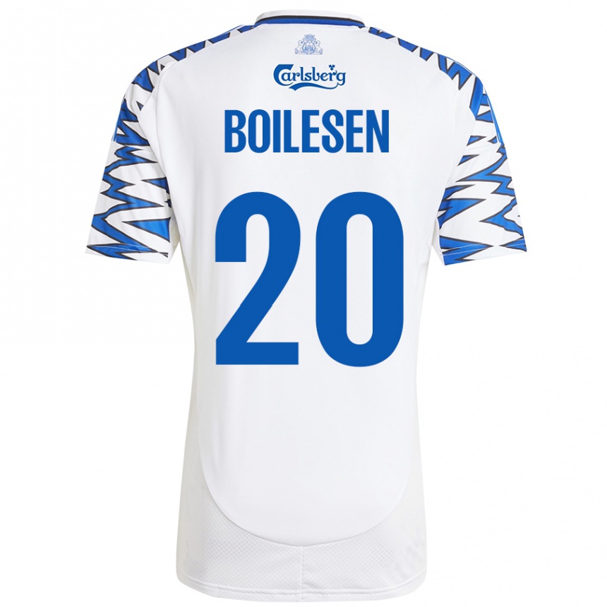 Kids Football Nicolai Boilesen #20 White Sky Blue Home Jersey 2024/25 T-Shirt Canada