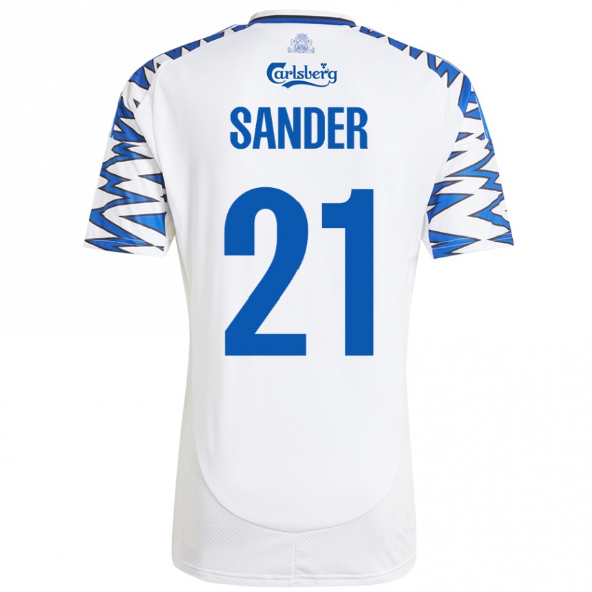 Kids Football Theo Sander #21 White Sky Blue Home Jersey 2024/25 T-Shirt Canada