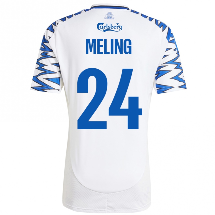 Kids Football Birger Meling #24 White Sky Blue Home Jersey 2024/25 T-Shirt Canada