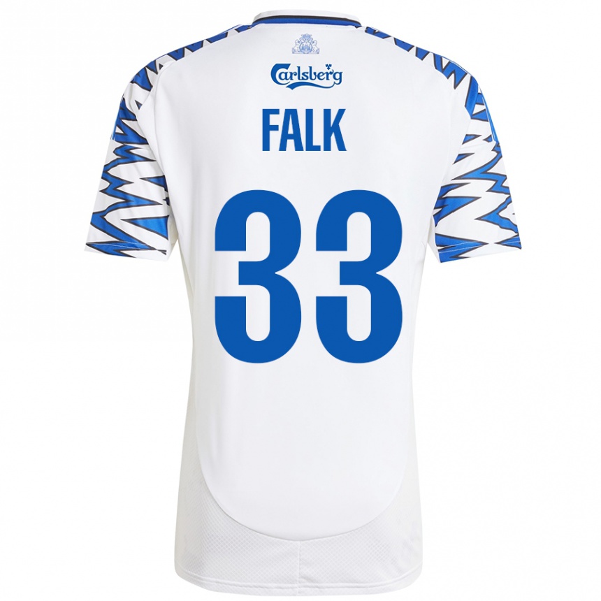 Kids Football Rasmus Falk #33 White Sky Blue Home Jersey 2024/25 T-Shirt Canada