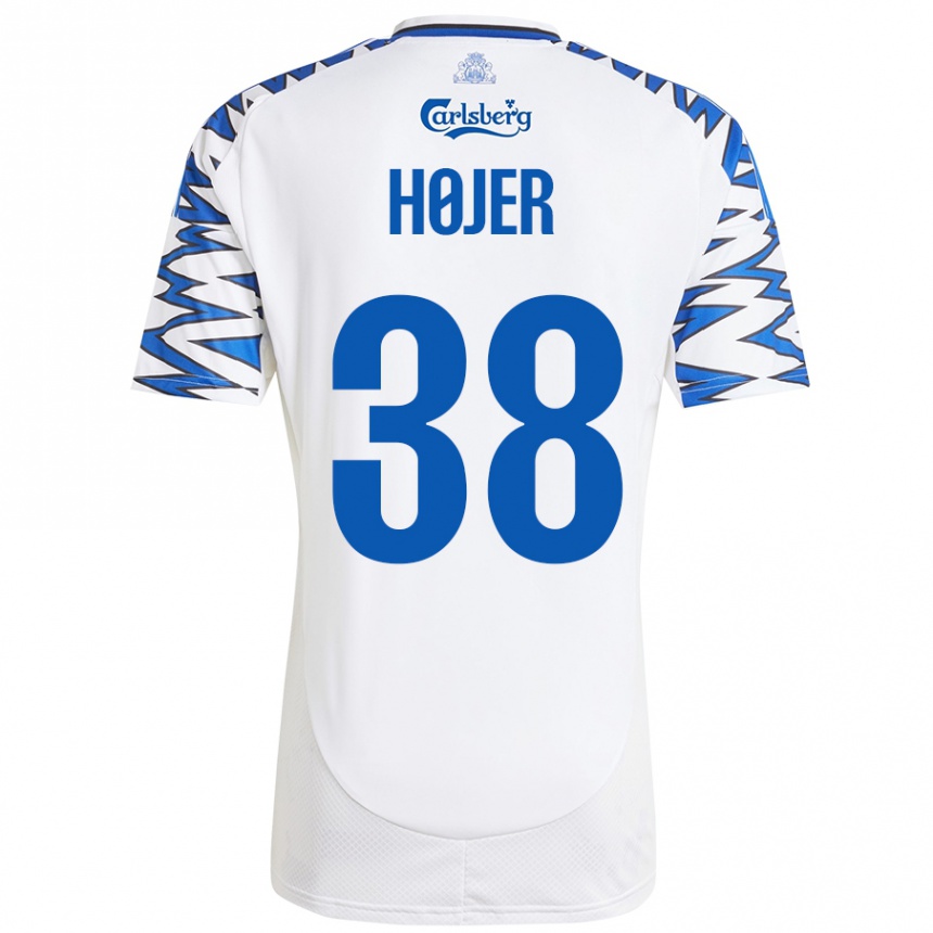 Kids Football Oliver Højer #38 White Sky Blue Home Jersey 2024/25 T-Shirt Canada