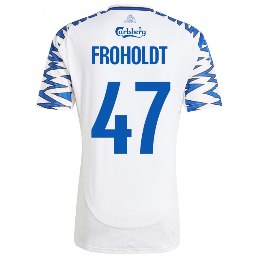 Kids Football Victor Froholdt #47 White Sky Blue Home Jersey 2024/25 T-Shirt Canada