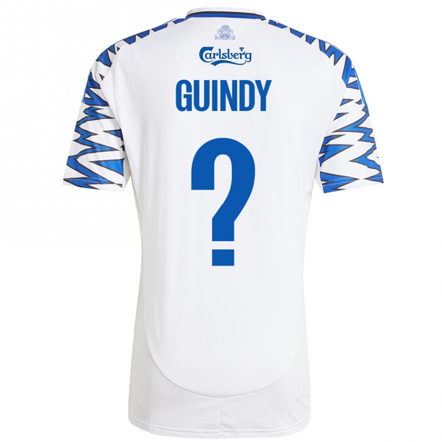 Kids Football Eliot Guindy #0 White Sky Blue Home Jersey 2024/25 T-Shirt Canada