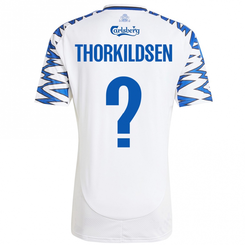 Kids Football Elias Thorkildsen #0 White Sky Blue Home Jersey 2024/25 T-Shirt Canada