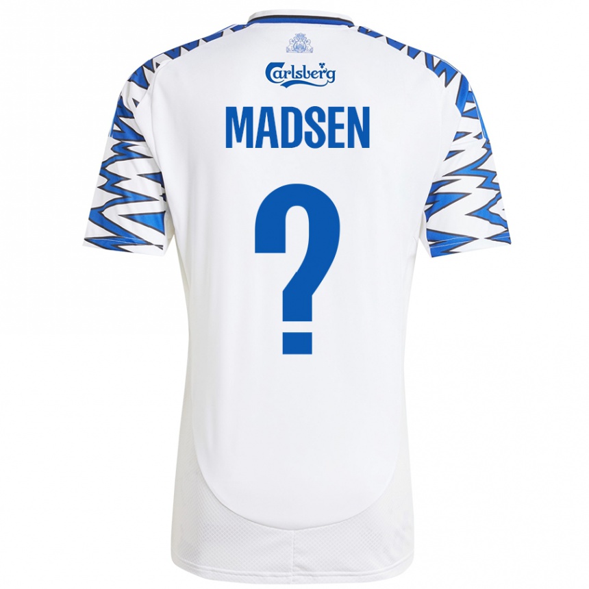 Kids Football Noah Madsen #0 White Sky Blue Home Jersey 2024/25 T-Shirt Canada