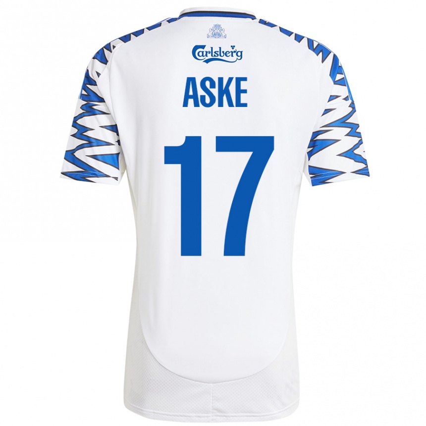 Kids Football Aske Christensen #17 White Sky Blue Home Jersey 2024/25 T-Shirt Canada