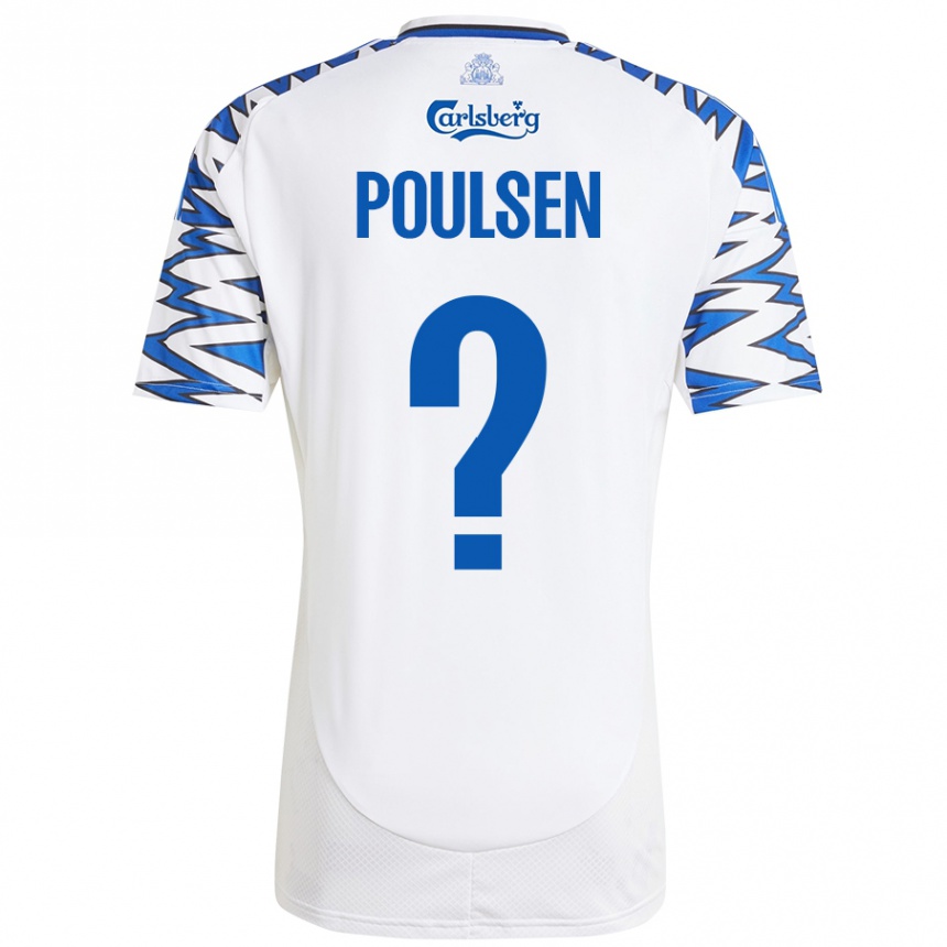 Kids Football Xander Poulsen #0 White Sky Blue Home Jersey 2024/25 T-Shirt Canada