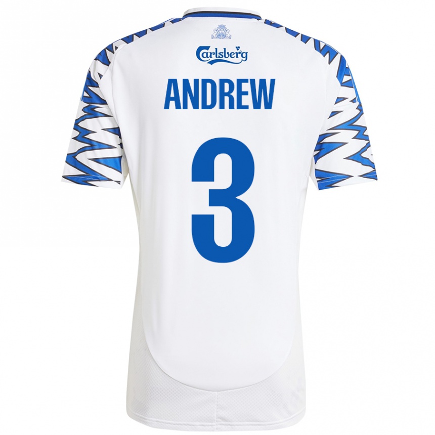 Kids Football Tristan Andrew #3 White Sky Blue Home Jersey 2024/25 T-Shirt Canada