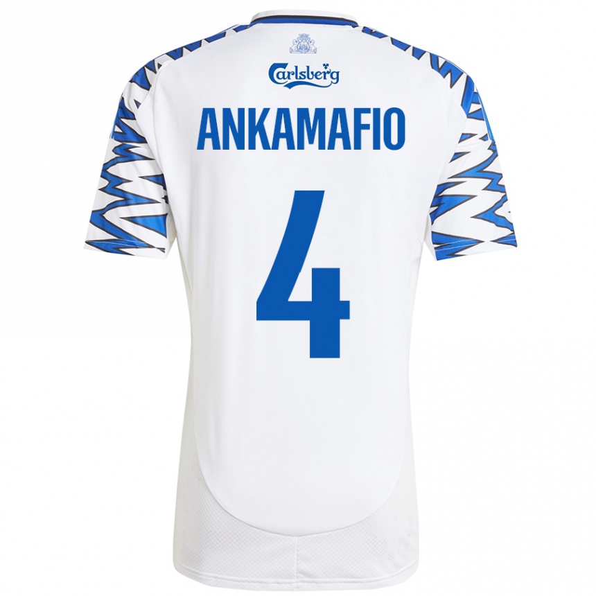 Kids Football Graham Ankamafio #4 White Sky Blue Home Jersey 2024/25 T-Shirt Canada