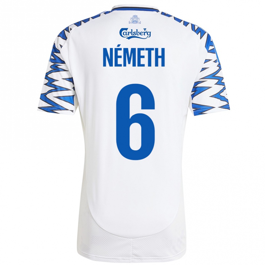 Kids Football Hunor Németh #6 White Sky Blue Home Jersey 2024/25 T-Shirt Canada