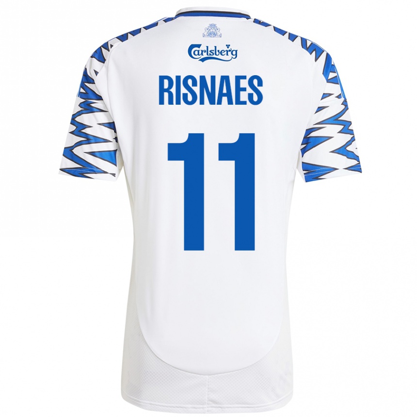 Kids Football Roberto Risnaes #11 White Sky Blue Home Jersey 2024/25 T-Shirt Canada