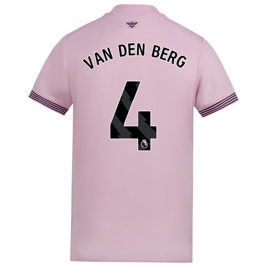 Kids Football Sepp Van Den Berg #4 Pink Away Jersey 2024/25 T-Shirt Canada