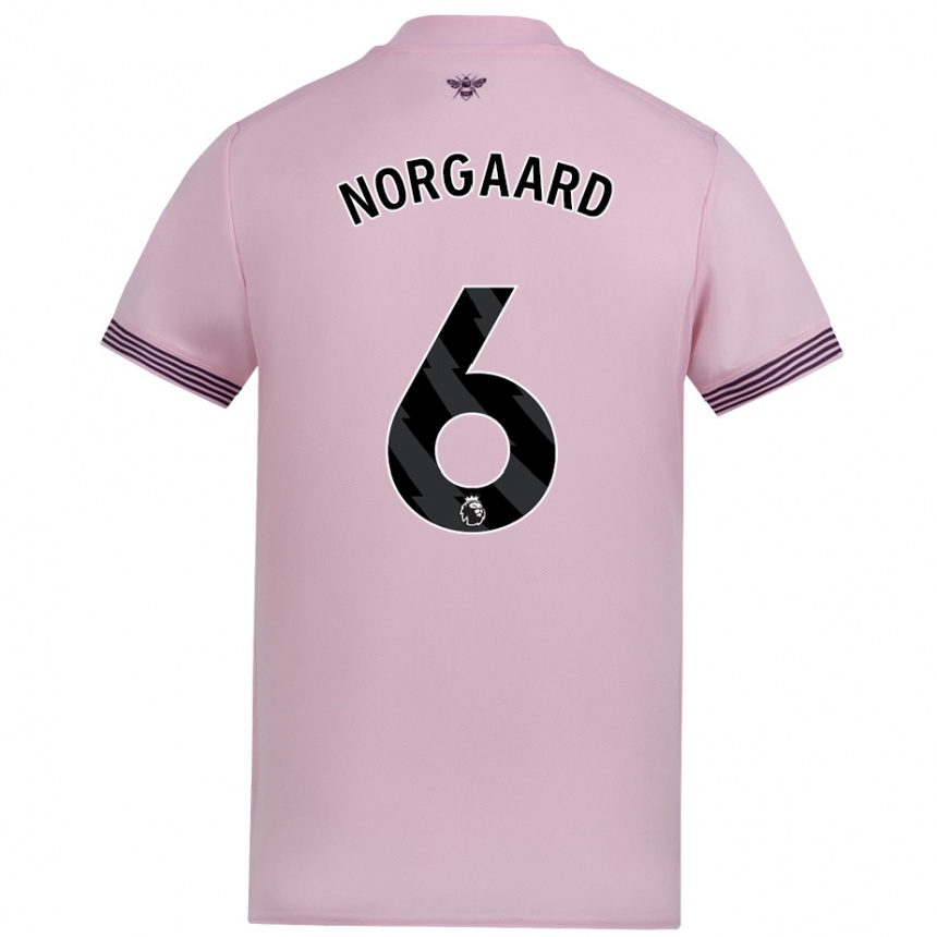 Kids Football Christian Nørgaard #6 Pink Away Jersey 2024/25 T-Shirt Canada