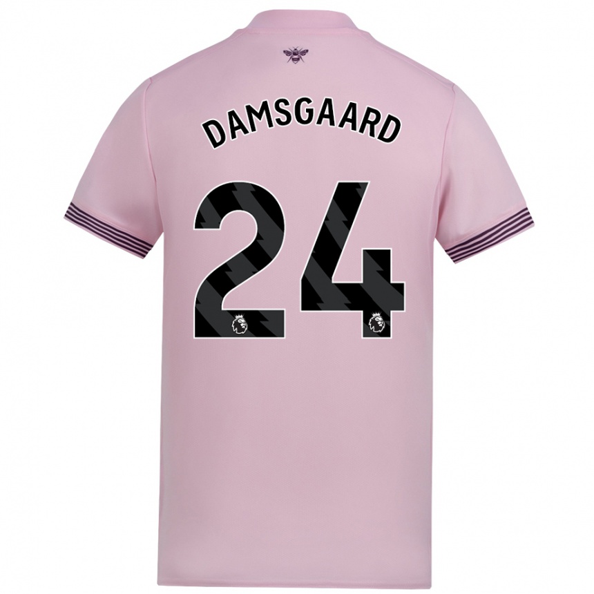 Kids Football Mikkel Damsgaard #24 Pink Away Jersey 2024/25 T-Shirt Canada