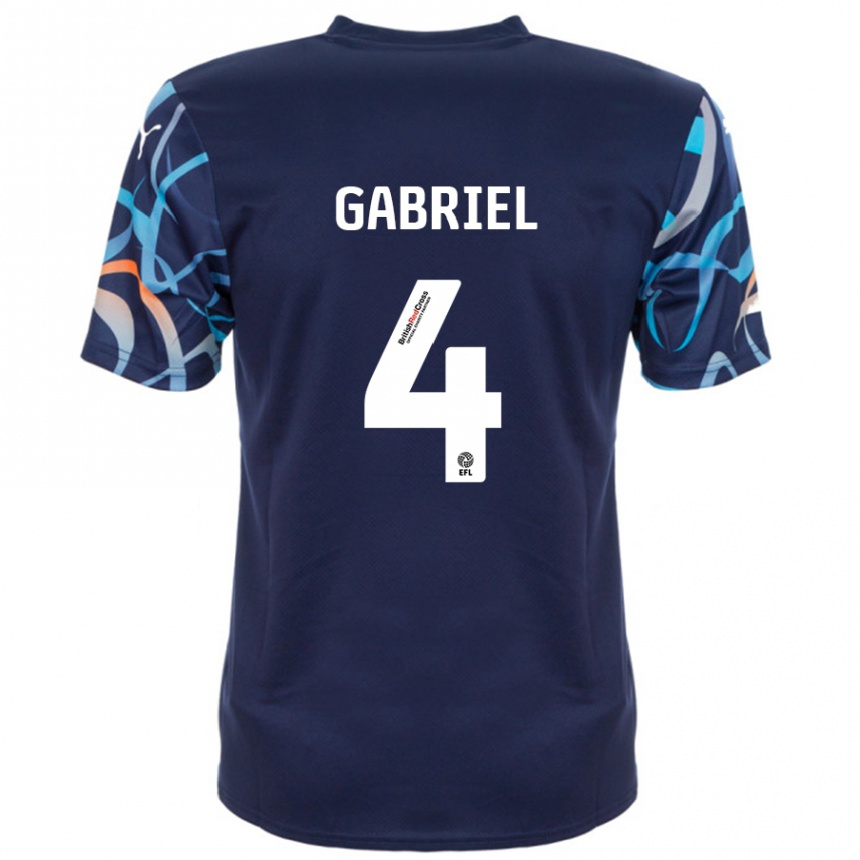 Kids Football Jordan Lawrence-Gabriel #4 Navy Blue Away Jersey 2024/25 T-Shirt Canada