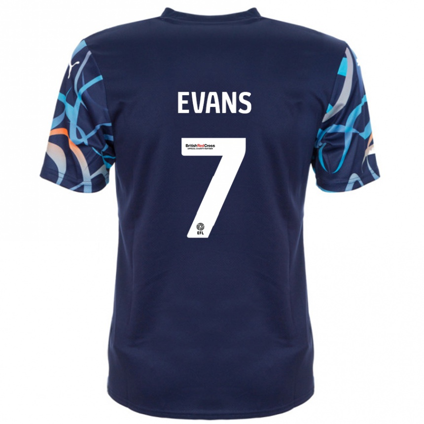 Kids Football Lee Evans #7 Navy Blue Away Jersey 2024/25 T-Shirt Canada