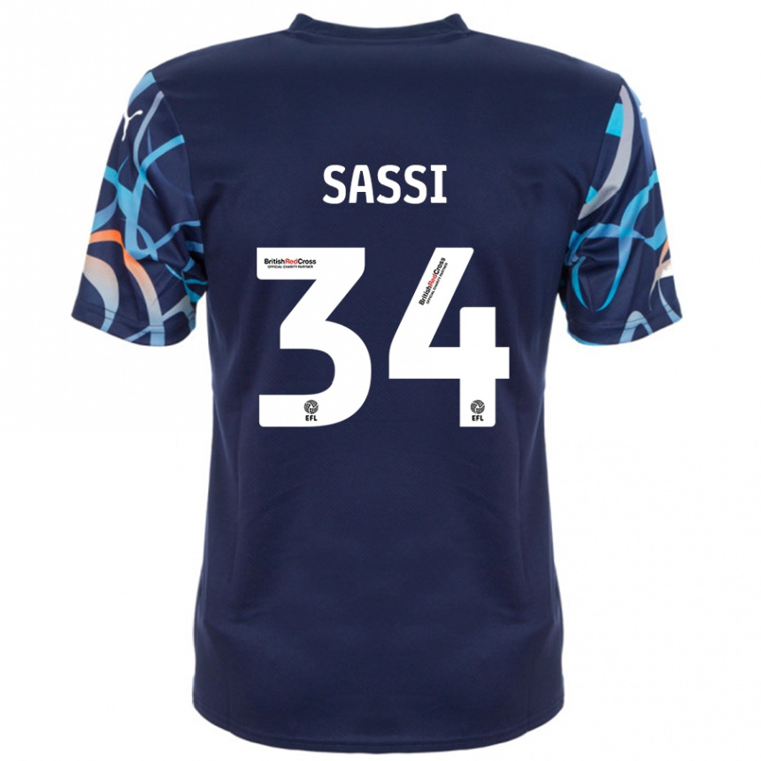 Kids Football Dan Sassi #34 Navy Blue Away Jersey 2024/25 T-Shirt Canada