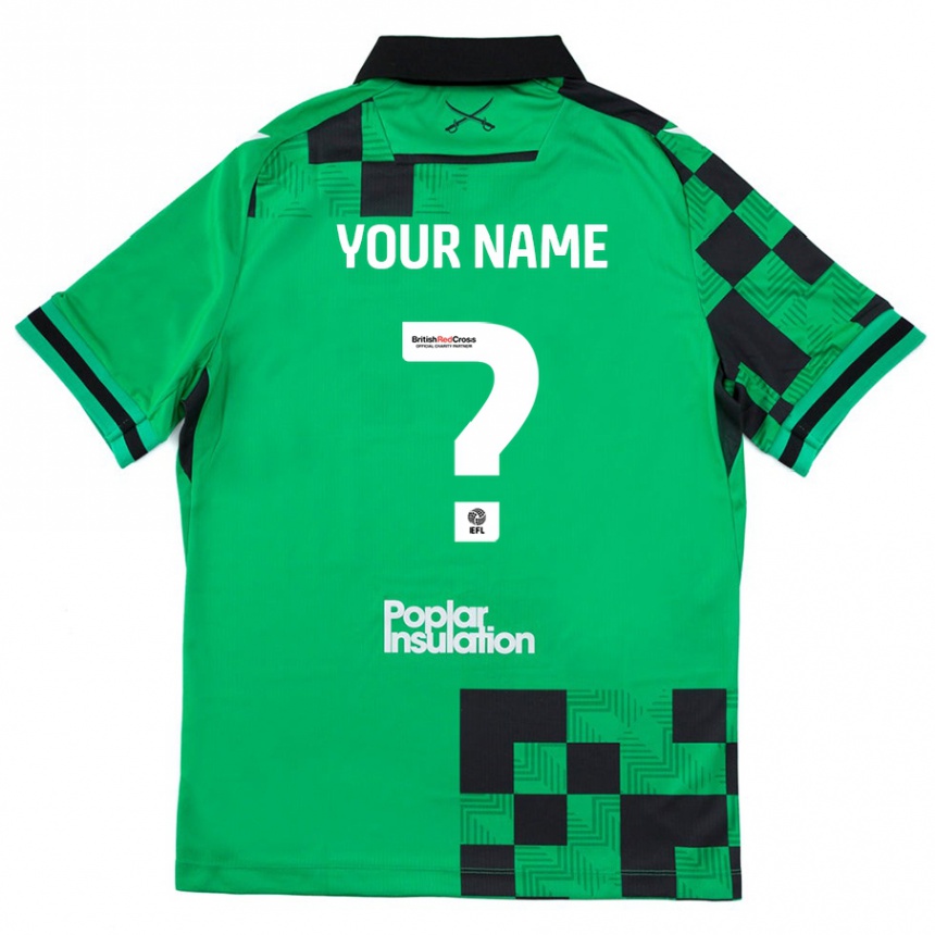 Kids Football Your Name #0 Green Black Away Jersey 2024/25 T-Shirt Canada