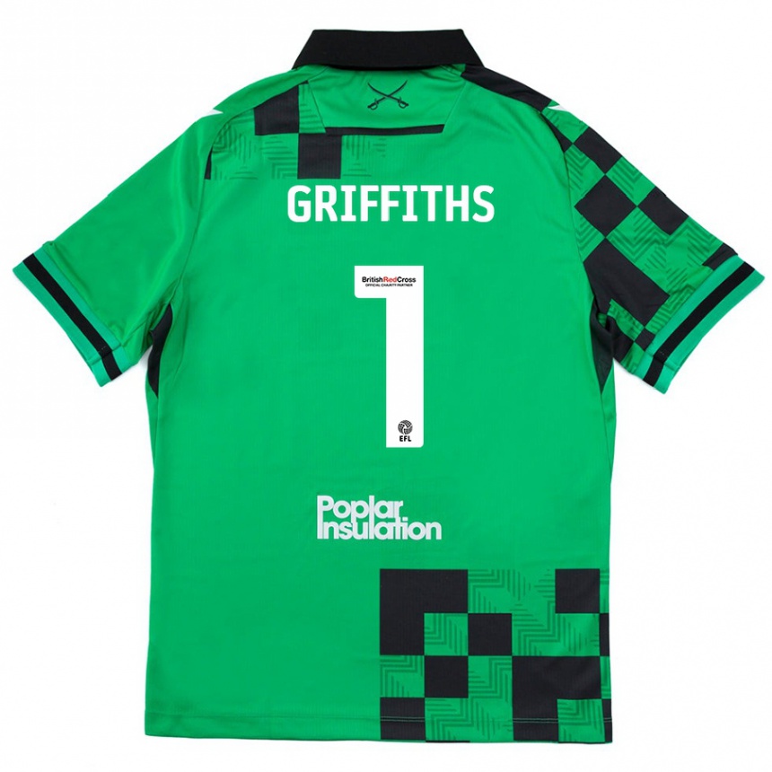 Kids Football Josh Griffiths #1 Green Black Away Jersey 2024/25 T-Shirt Canada