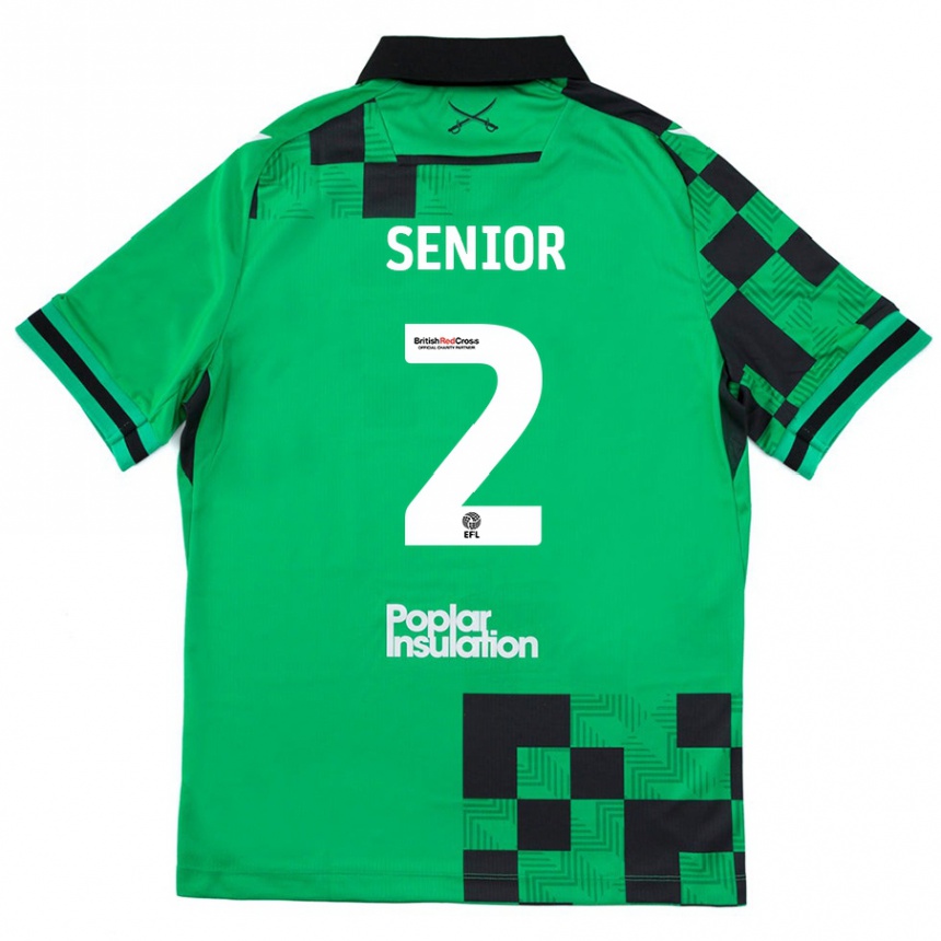 Kids Football Joel Senior #2 Green Black Away Jersey 2024/25 T-Shirt Canada