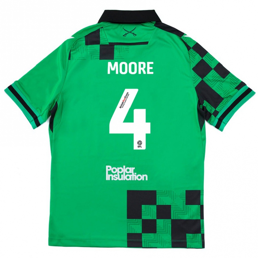 Kids Football Taylor Moore #4 Green Black Away Jersey 2024/25 T-Shirt Canada