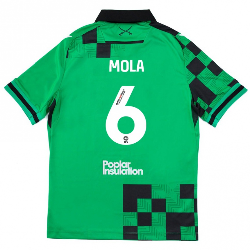 Kids Football Clinton Mola #6 Green Black Away Jersey 2024/25 T-Shirt Canada