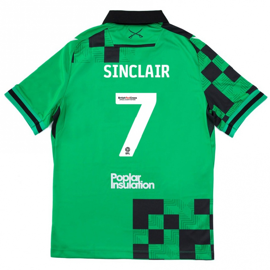 Kids Football Scott Sinclair #7 Green Black Away Jersey 2024/25 T-Shirt Canada