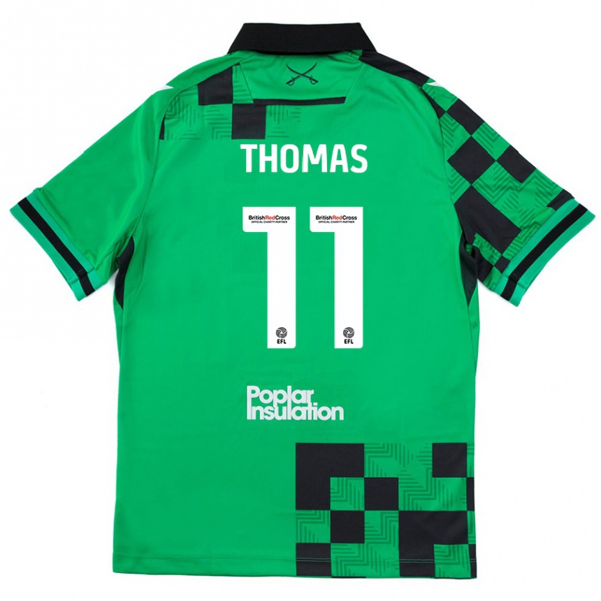 Kids Football Luke Thomas #11 Green Black Away Jersey 2024/25 T-Shirt Canada