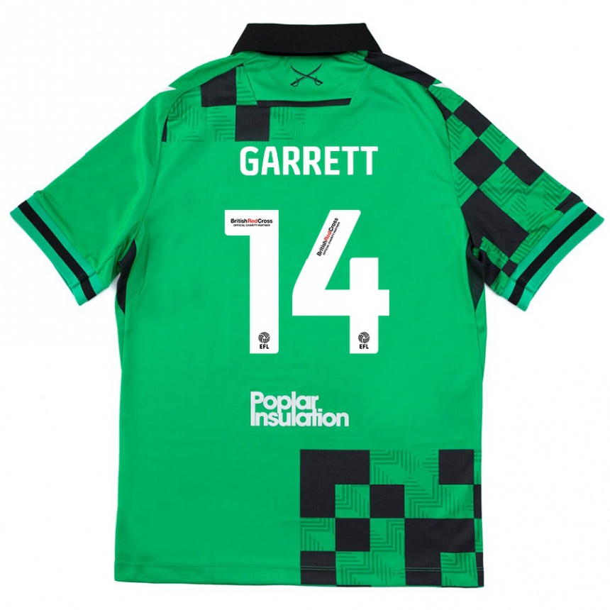 Kids Football Jake Garrett #14 Green Black Away Jersey 2024/25 T-Shirt Canada