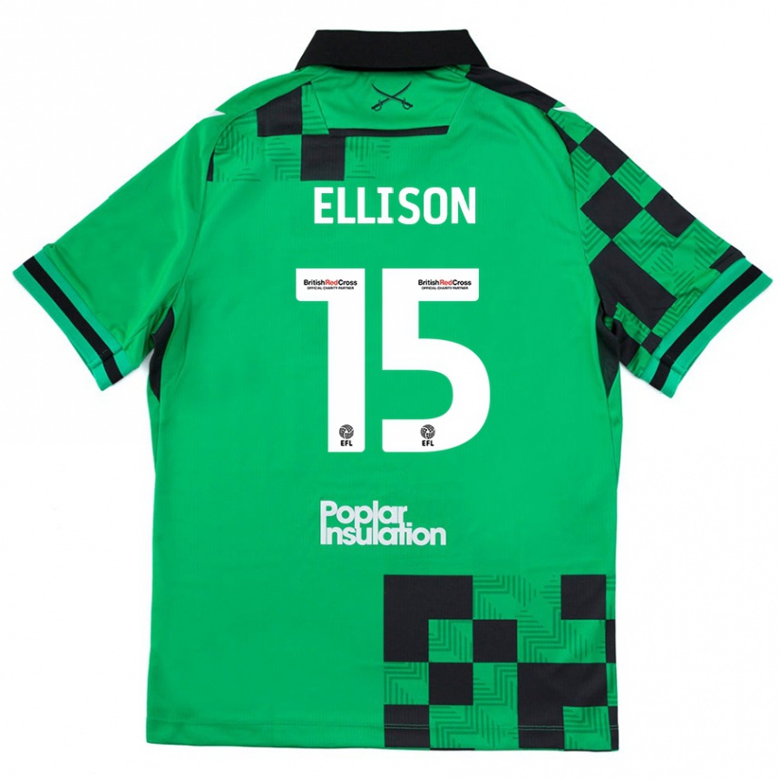 Kids Football Dan Ellison #15 Green Black Away Jersey 2024/25 T-Shirt Canada