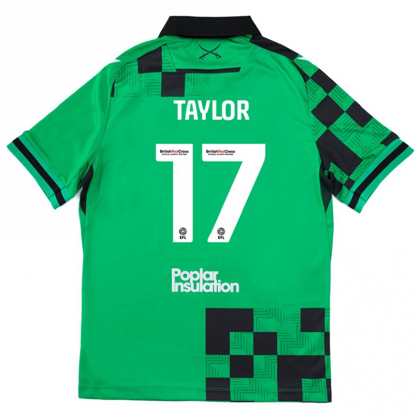 Kids Football Connor Taylor #17 Green Black Away Jersey 2024/25 T-Shirt Canada