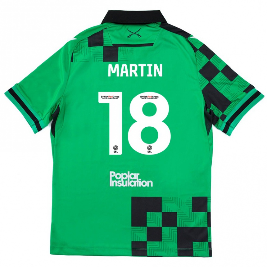 Kids Football Chris Martin #18 Green Black Away Jersey 2024/25 T-Shirt Canada