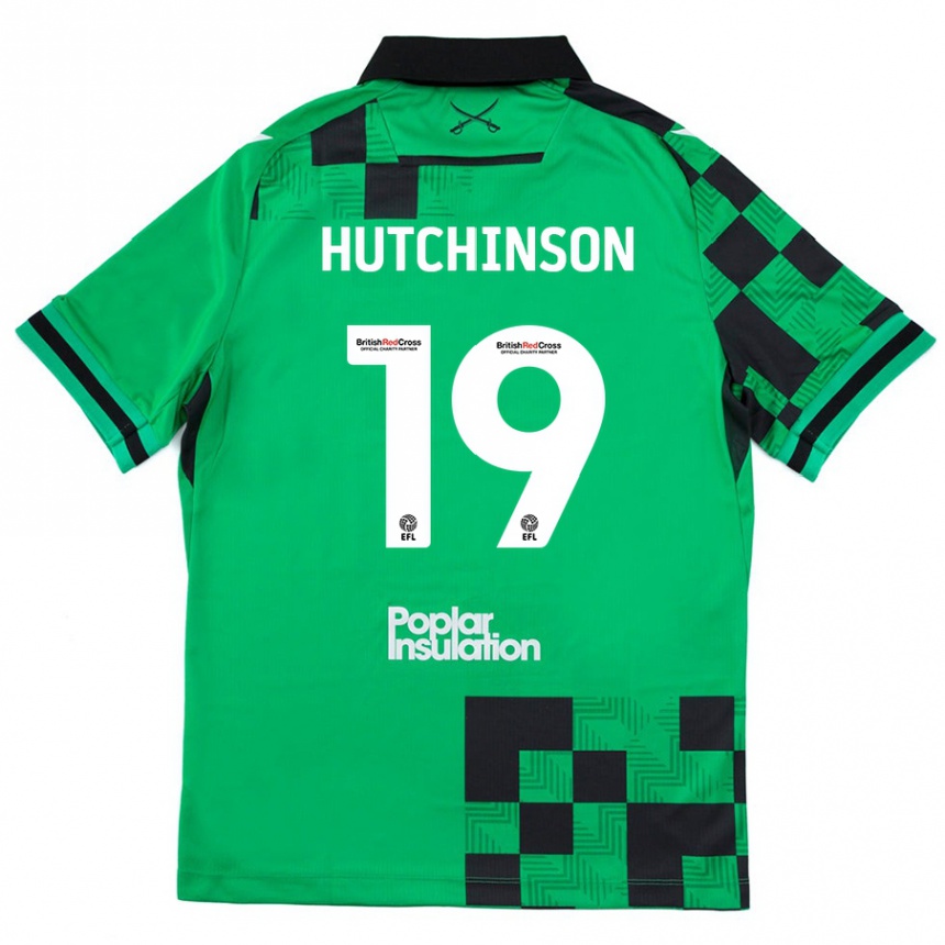 Kids Football Isaac Hutchinson #19 Green Black Away Jersey 2024/25 T-Shirt Canada