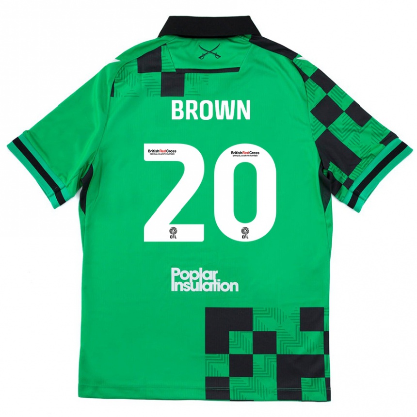 Kids Football Jevani Brown #20 Green Black Away Jersey 2024/25 T-Shirt Canada