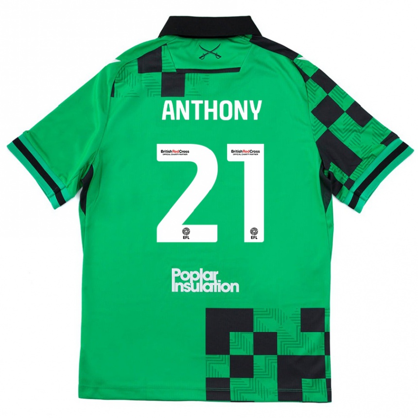 Kids Football Micah Anthony #21 Green Black Away Jersey 2024/25 T-Shirt Canada