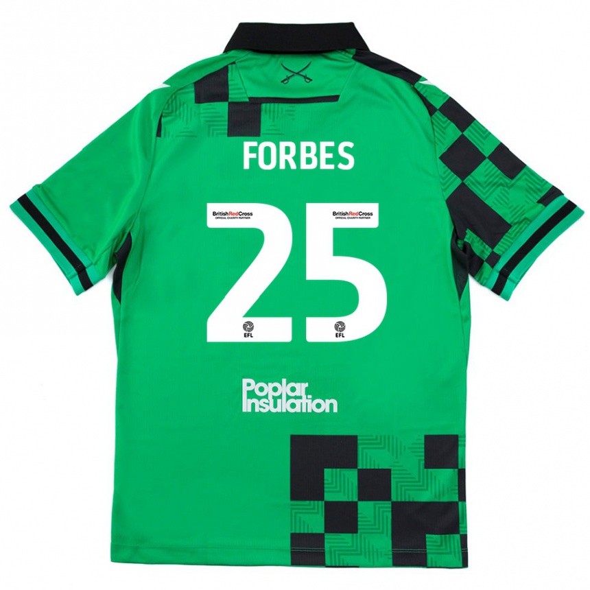 Kids Football Michael Forbes #25 Green Black Away Jersey 2024/25 T-Shirt Canada