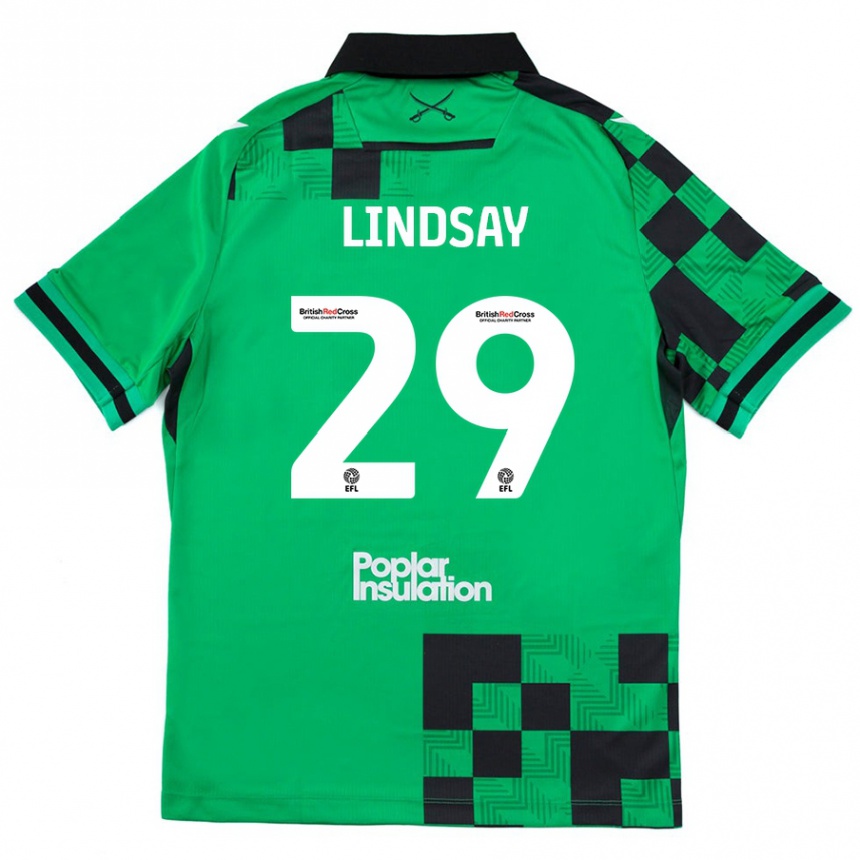 Kids Football Jamie Lindsay #29 Green Black Away Jersey 2024/25 T-Shirt Canada