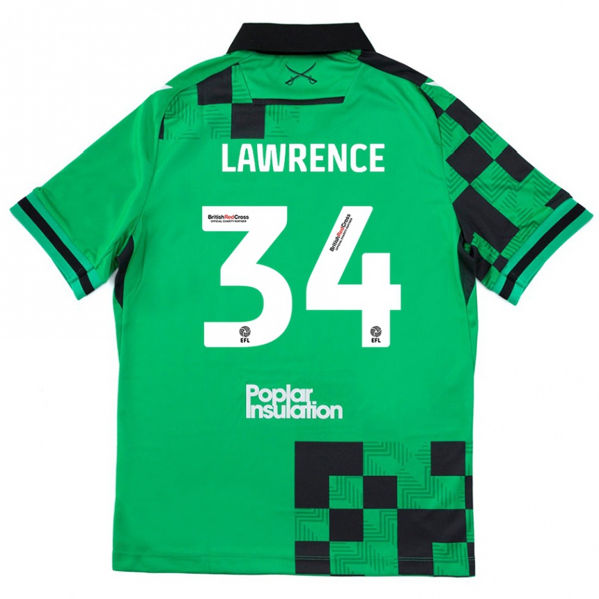 Kids Football Jerry Lawrence #34 Green Black Away Jersey 2024/25 T-Shirt Canada