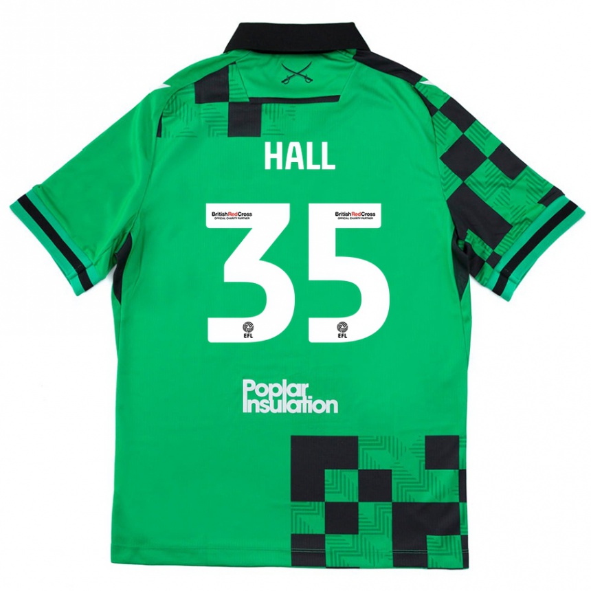 Kids Football Matt Hall #35 Green Black Away Jersey 2024/25 T-Shirt Canada