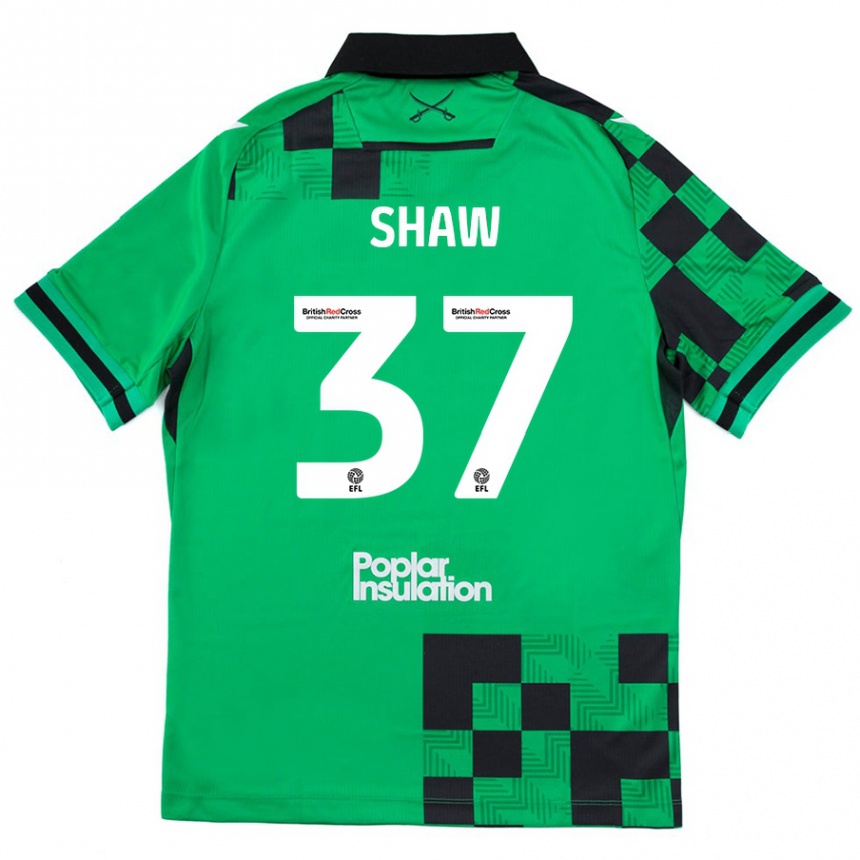 Kids Football Kofi Shaw #37 Green Black Away Jersey 2024/25 T-Shirt Canada