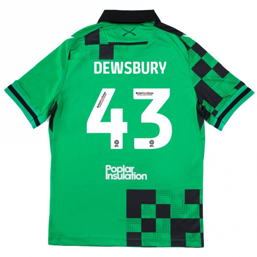 Kids Football Ollie Dewsbury #43 Green Black Away Jersey 2024/25 T-Shirt Canada