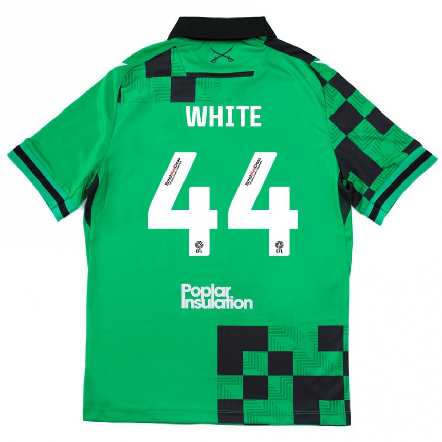 Kids Football Charlie White #44 Green Black Away Jersey 2024/25 T-Shirt Canada