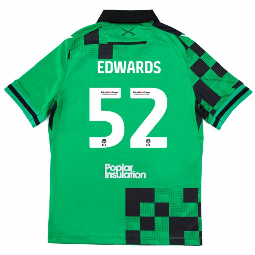 Kids Football Max Edwards #52 Green Black Away Jersey 2024/25 T-Shirt Canada