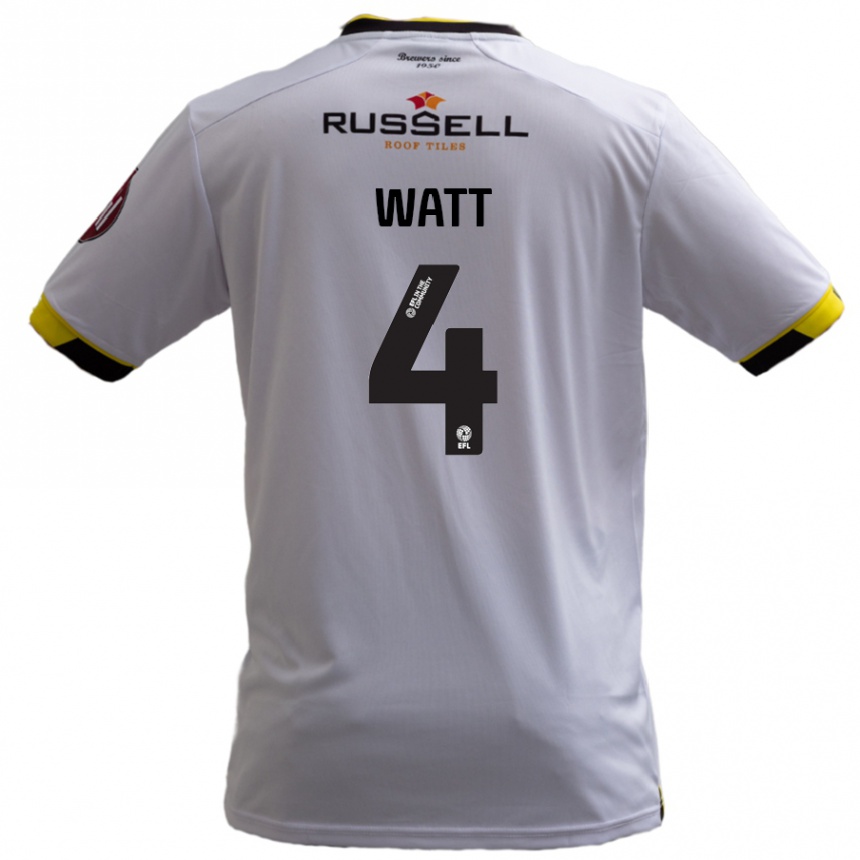 Kids Football Elliot Watt #4 White Away Jersey 2024/25 T-Shirt Canada