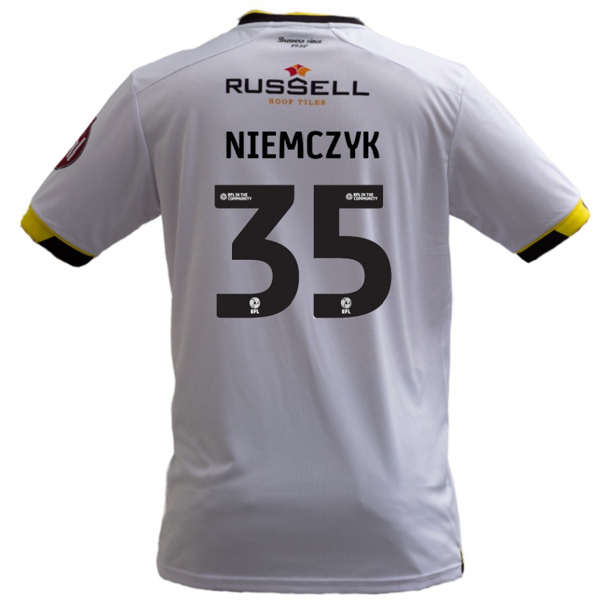 Kids Football Jakub Niemczyk #35 White Away Jersey 2024/25 T-Shirt Canada