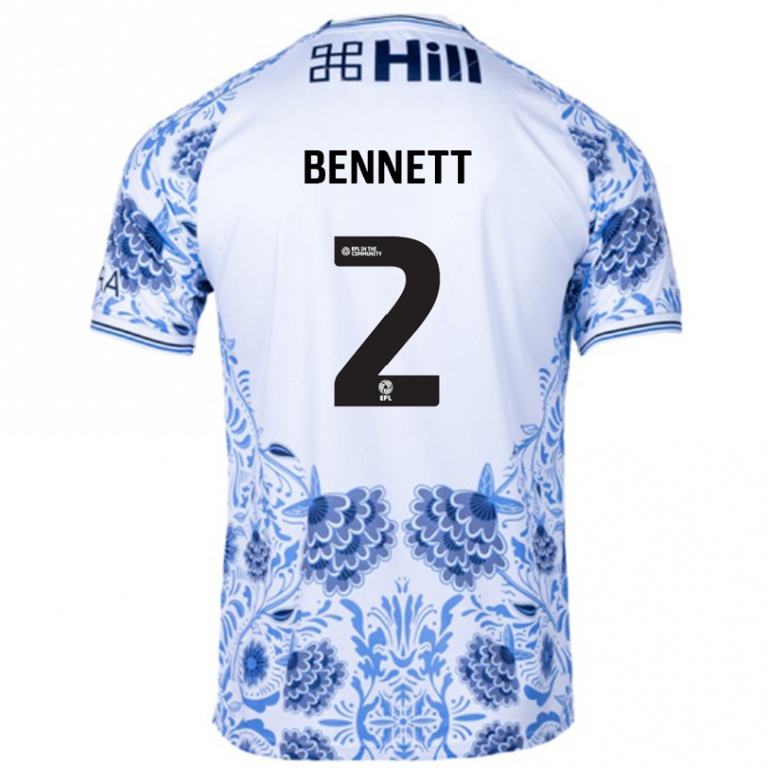 Kids Football Liam Bennett #2 White Blue Away Jersey 2024/25 T-Shirt Canada