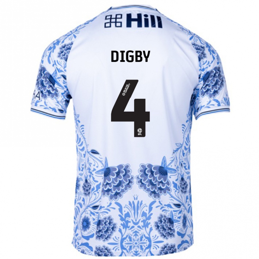 Kids Football Paul Digby #4 White Blue Away Jersey 2024/25 T-Shirt Canada