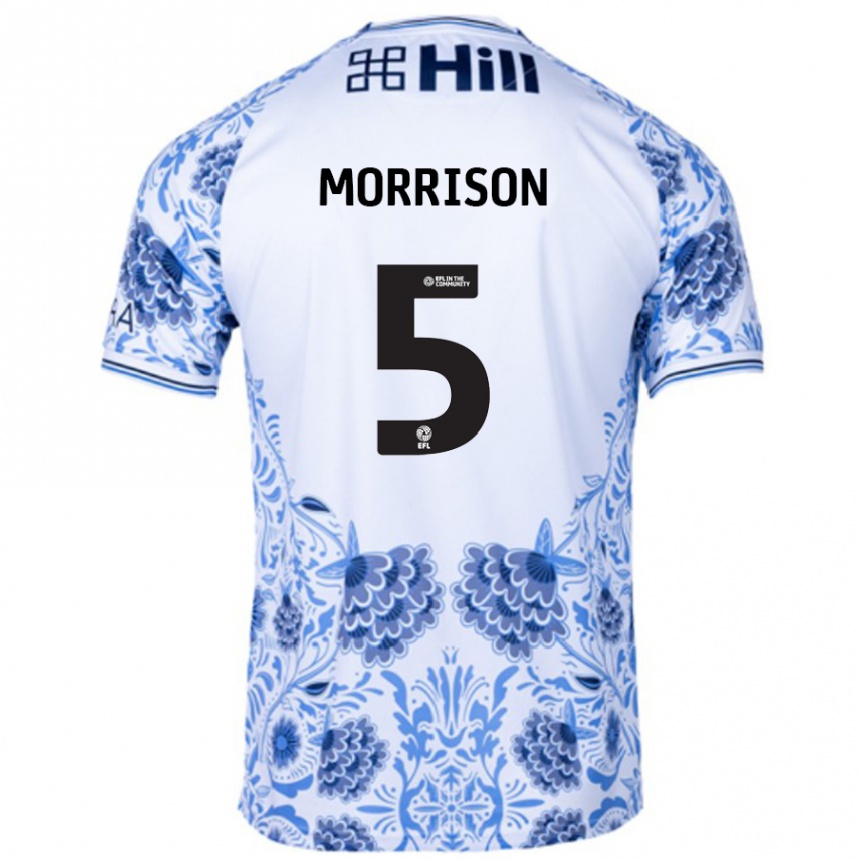 Kids Football Michael Morrison #5 White Blue Away Jersey 2024/25 T-Shirt Canada