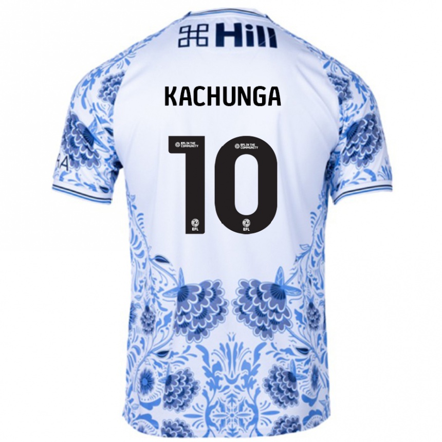 Kids Football Elias Kachunga #10 White Blue Away Jersey 2024/25 T-Shirt Canada